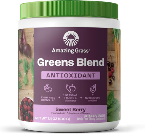Amazing Grass Greens Blend Antioxidant: Super Greens Powder Smoothie Mix with Organic Spirulina, Beet Root Powder, Elderberry, Bilberry, Prebioiti...