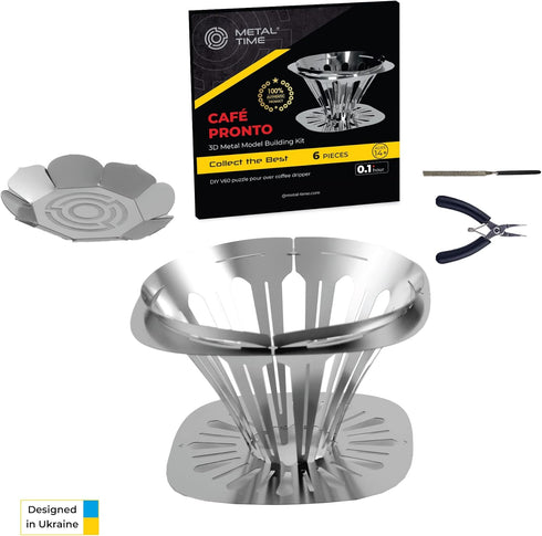 Pour Over Coffee Dripper, Stainless Steel Coffee Dripper, CAFÉ PRONTO, Metal Coffee Dripper DIY Kit, 3D Metal Puzzle Coffee Dripper Set, Great Gif...