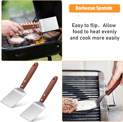 Newtay 2 Pieces Small Brownie Cookie Spatula Metal Stainless Steel Spatula with Wooden Handle for Kitchen Cooking Chef Baking Scraper Turner, 2.5 ...