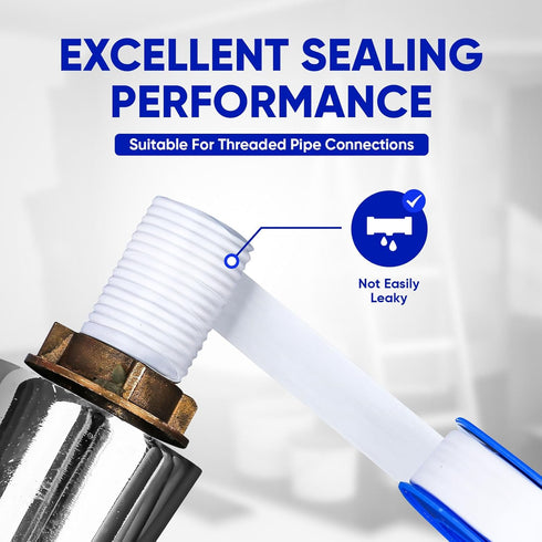 Plumbers Tape, 8 Rolls Teflon Tape 1/2 Inch(W) X 520 Inches(L), Sealant Plumbing Tape, PTFE Teflon Tape Plumbing, Strong Sealing Pipe Tape for Sho...