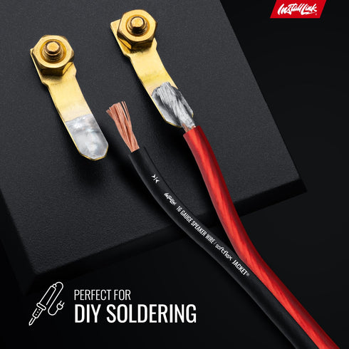 Install Link 16 AWG Gauge Speaker Wire Cable (30 Feet) Stereo, Car or Home Theater, CCA...