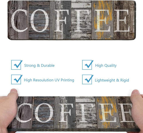 Rustic Farmhouse Kitchen Decor Sign Printed Wall Hanging Coffee Bar Plaque by 16x5 inches...