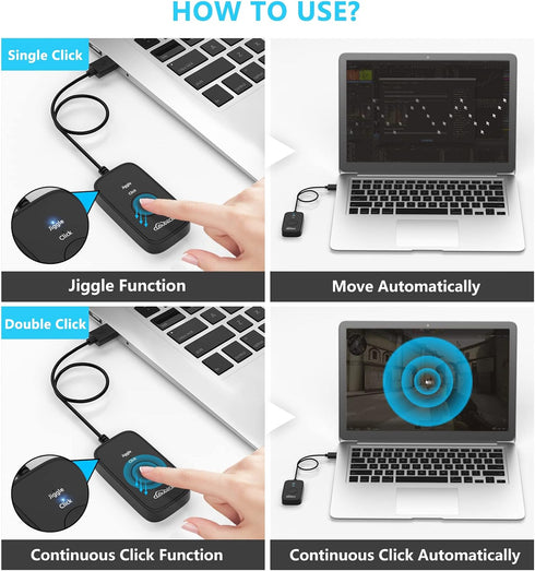 Mouse Jiggler Undetectable for Computer, USB Mouse Mover, Gaming Automatic Continuous and Assistive Click Device, Plug & Play, Simulate Mouse Poin...