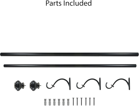 Decopolitan 27865-36BLK Urn Single Rod Set, 36 to 72-Inch, Antique Black...
