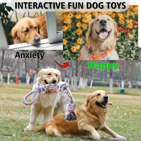 Dog Rope Toys Indestructible Dog Toys, Dog Chew Toys for Aggressive Chewers, Tough Puppy Teething Chew Toys for Boredom, Dental Cleaning Tug of Wa...