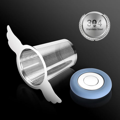 2 Pack Tea Infusers Strainers Basket with Lid/Drip Tray for Loose Leaf Tea, Ultra Fine Mesh Tea Steeper 304 Stainless Steel Tea Filter with Big Ca...