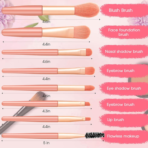 Gerrii 6 Sets Travel Makeup Brush Set Brushes Bag Bridesmaid Gift Synthetic Fiber Face Make up Brushes Angled Blush Brush for Wedding Bridal Showe...