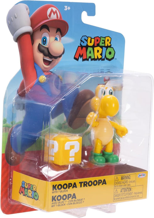Super Mario Nintendo 4-Inch Green Koopa Troopa Poseable Figure with Question Block Accessory. Ages 3+ (Officially licensed)...