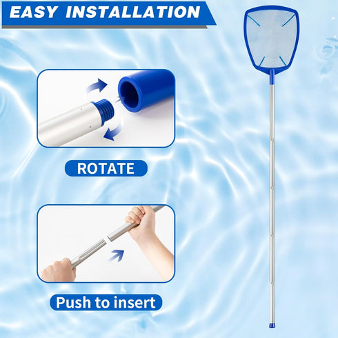 Pool Net - Pool Skimmer Net with 5 Section Adjustable Telescopic Aluminum Pole?23''- 60'', Skimmer Net with Fine Mesh Net, Pool Leaf Net...