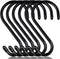 6 Inch Heavy Duty S Hooks, Large S Hook for Hanging Plants, Vinyl Coated S Hook 6 Pack Sturdy Non Slip Black S Hooks for Hanging Closet,Bird Feede...