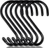 6 Inch Heavy Duty S Hooks, Large S Hook for Hanging Plants, Vinyl Coated S Hook 6 Pack Sturdy Non Slip Black S Hooks for Hanging Closet,Bird Feede...