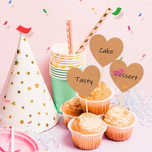 100 Pcs Charcuterie Board Cheese Labels Party Buffet Labels Appetizer Sign Blank Food Toothpick Flags Love Heart Cheese Markers Cupcake Toppers Pi...
