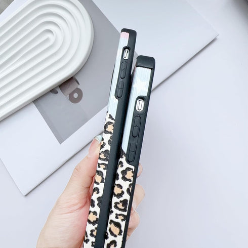 Compatible for iPhone 13 Case, Trendy Leather Animal Leopard with Cute Cow Milk Spot Pattern Design, Shockproof Slim Soft TPU Full Camera Lens Pro...
