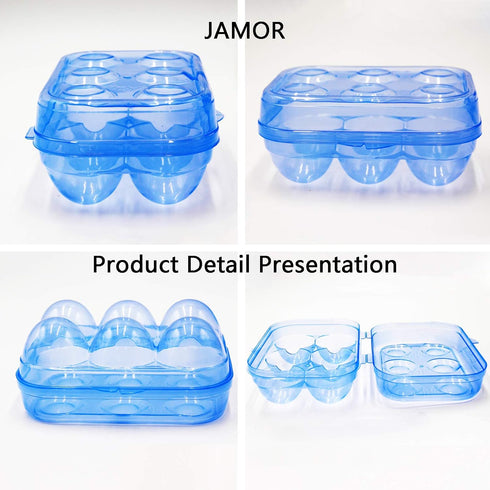 JAMOR 6 Grid Egg Storage Box Refrigerator Crisper Egg Protection Box Portable Egg Carriage Container For Camping Picnic Essential (Blue)...