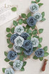Ling's Moment Artificial Flowers 50Pcs Dusty Blue & Navy Roses Decor w/Stems,3" Real Touch DIY Foam Floral for Wedding Bouquet/Centerpieces, Outdo...