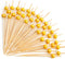 PuTwo Cocktail Picks Handmade Bamboo Appetizer Toothpicks 100 Counts 4.7” Yellow Pearls...