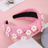 NVENF Flower Headbands for Women Spring Summer Floral Knotted Headbands Crystal Rhinestone White Pink Wide Top Knot Headband Beach Summer Hair Acc...