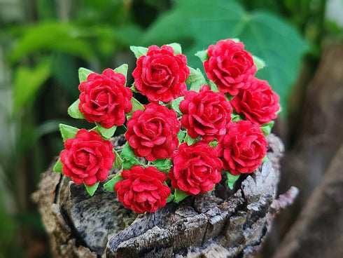 Beautiful Artificial Mulberry Paper Heart Petals Mini Roses Flowers Wedding Embellishment Scrapbooking Wedding Doll House Supplies Card DIY Crafts...