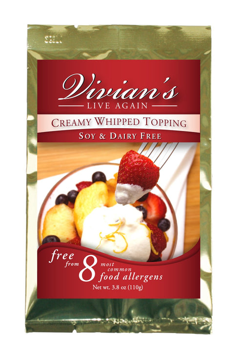 Vegan Whipped Cream Replacement, Dairy Free, Soy Free, Gluten Free, Coconut Free, Shelf Stable Mix by Vivian's Live Again - Single Packet...
