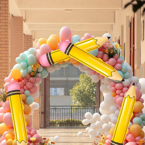 4pcs Large Inflatable Pencils, 27 Inch Giant Pencil Balloons Blow Up Back to School Decorations for Kids Classroom Prizes Party Favors Graduation ...