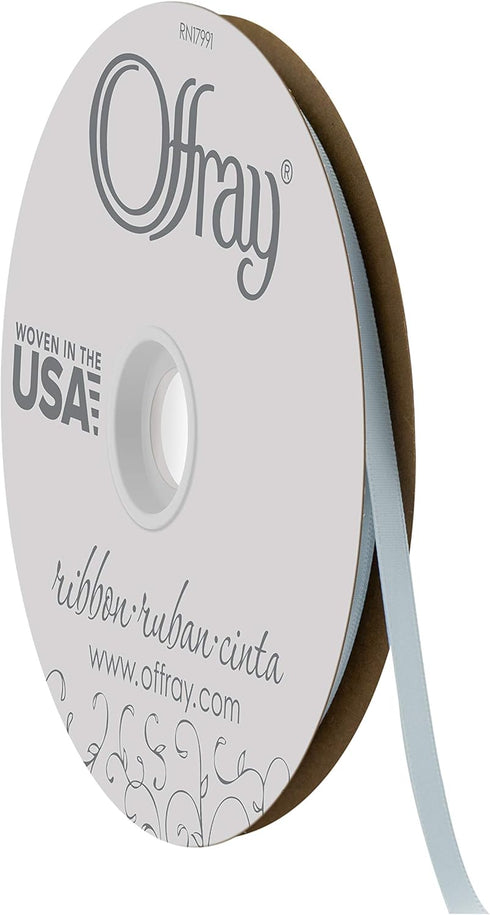 Offray 1/4" Wide Double Face Satin Ribbon, 100 Yards, Light Blue...