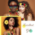 7 Pieces Jamaica African Jewelry for Women, Rasta African Beads Earrings Afro Beaded Bracelet Queen Wooden Earrings Bohemian Coconut Shell Necklac...