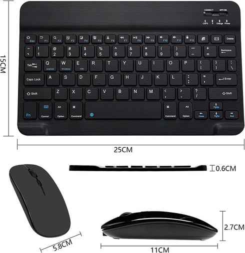 Ultra-Slim Bluetooth Keyboard and Mouse Combo Rechargeable Portable Wireless Keyboard Mouse Set for Apple iPad iPhone iOS 13 and above Samsung Tab...