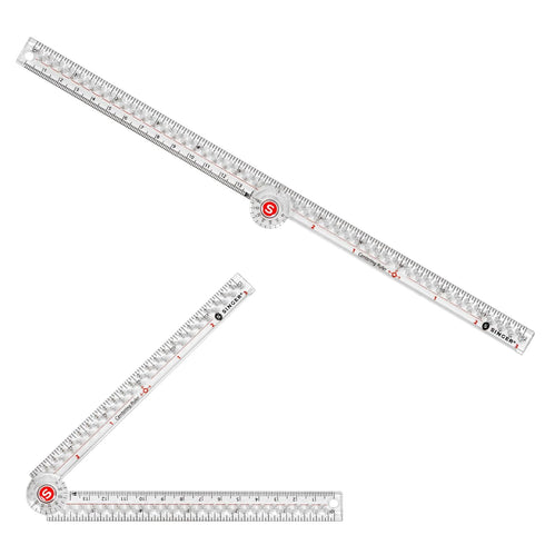SINGER 12-Inch Folding Ruler with Precision Marking & Zero-Centering for Sewing, Quilting, Crafting & Patternmaking - Clear Metric Ruler - 15 Incr...
