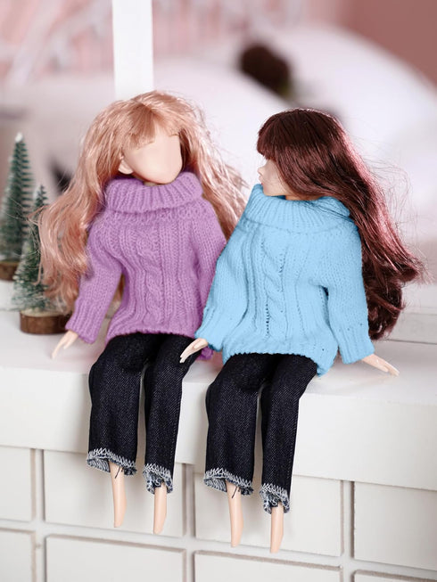 Bencailor 8 Pieces Doll Clothes 11.5 Inch Girl Doll Accessories Cotton Elf Sweaters Denim Pant Regular Outfit Doll Clothing (Cute Turtleneck Sweat...