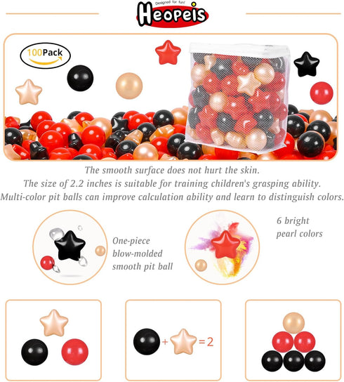 Star Ball Pit Balls, Pack of 100 Plastic Toy Balls for Kids, Gift for Baby Toddler Birthday Christmas, Ball Pool Play Tent, Baby Kiddie Pool Water...