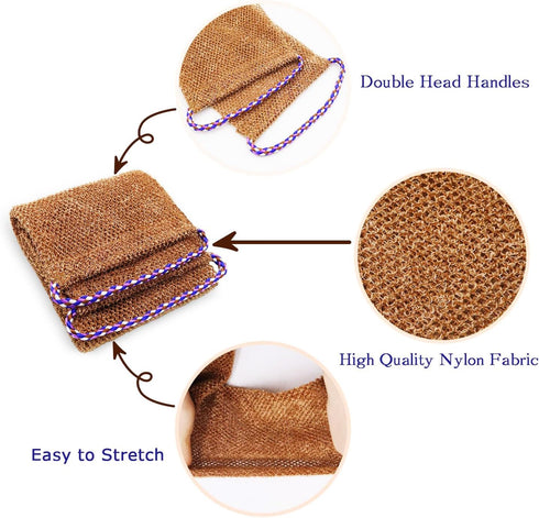 3 Pcs African Exfoliating Net Sponge, Washcloth Scrubber Shower Essentials African net Bath Sponges Bathing Shower Cloth Kit for Back, Body, Face-...