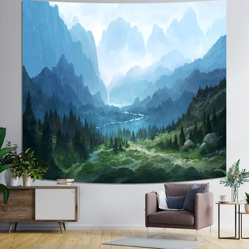 Atrippy Forest Tapestry for Bedroom Aesthetic Nature Mountain Tapestry Wall Hanging Plant Tree Tapestries Scenic Green Landscape Home Decor Nature...