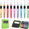 9 Pieces Lighted Crochet Hooks with Case LED Light Crochet Hooks Set Knitting Needles Craft Yarn Weaving Needles Comfortable Smooth Handle for Kni...