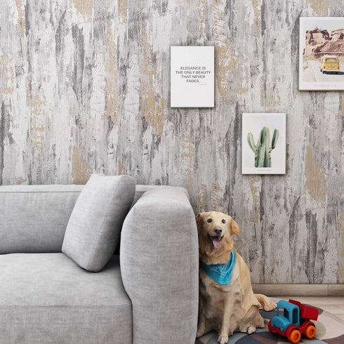 Wallpaper Peel and Stick Vinyl Film Concrete Contact Paper Gray Silver Textured Rustic 15.7X118.1 inchs Vintage Removable Cement Wall Paper for Be...