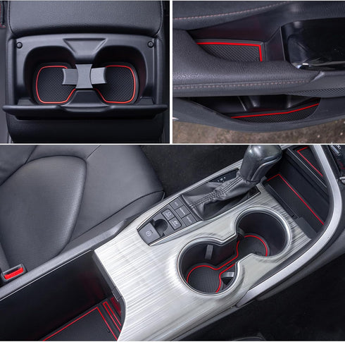 TOPINSTALL Accessorize Interior Mats Compatible with 2018-2024 Toyota Camry Accessories, Non-Slip Cup Holder Mats Door Pocket Pads Center Console ...