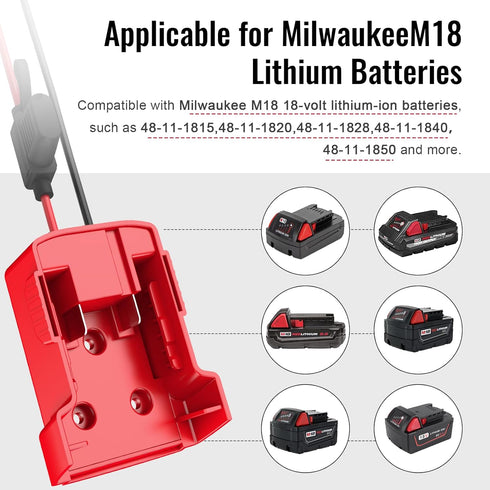Power Wheels Adapter for Milwaukee M18 Battery with Wire Harness Connector Compatible with Fisher-Price 12 Volt Power Wheels, 12AWG Wire with 40A ...