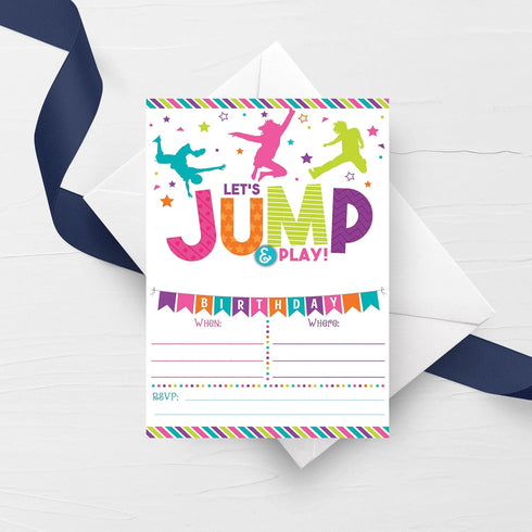 Your Main Event Prints Bounce House Birthday Invitation - Trampoline Jump Birthday Invite - Trampoline Birthday Party - 20 Fill-In Bounce Invitati...