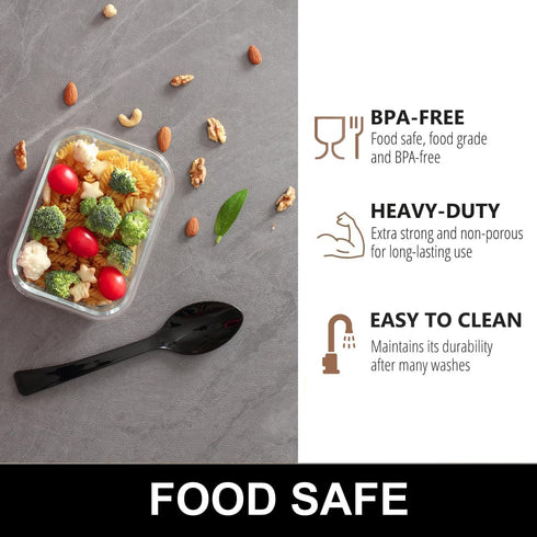 Disposable Plastic Spoons, 9 Inch, 20 Count, Heat Resistant, Heavy Duty Bulk Serving Utensils Set, Food Safe Material, BPA Free, Black...