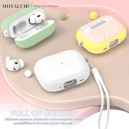 for AirPods Pro Case (2023/2022/2019, 2nd/1st Gen), Compatible with Airpods Pro 2nd Generation (USB-C/Lightning Cable), Youthful Macaroon Color wi...