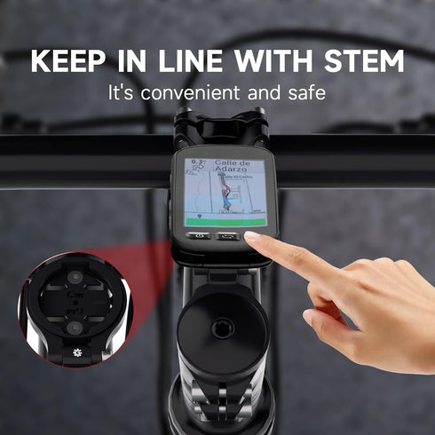 Bike Stem Computer Mount - Adjustable Out Front Mount for Garmin Edge 25 130 200 500 510 520 800 810 820 1000 1030, for Wahoo Elemnt Bolt Mini Bry...