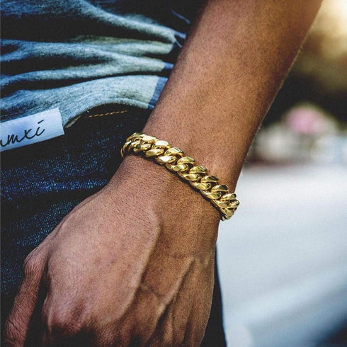 TOPGRILLZ Gold Bracelet Cuban Link Iced out 14K Gold Plated Hip Hop Miami Solid Cuban Link Bracelet for Men 10mm Diamond Clasp Gifts for Women...