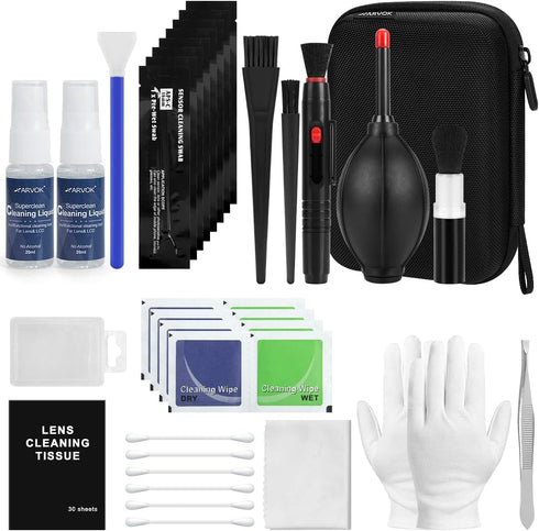 ARVOK Professional Camera Cleaning Kit(32 pcs), Including Air Blower/Cleaning Pen/Cleaning Spray/Cleaning Cloth/Lens Brush, Lens Cleaning Kit for ...