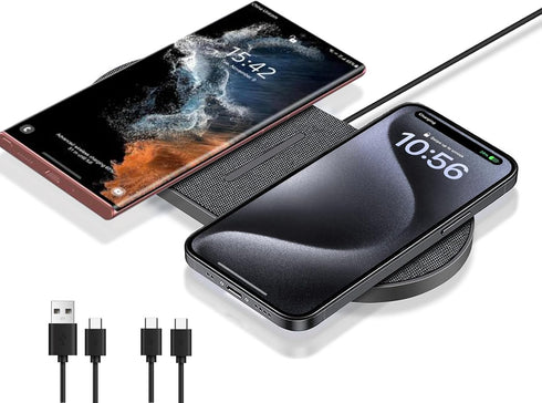 40W Wireless Charging Pad, Dual 20W Fast Wireless Charging Mat for iPhone 15 14 13 12 11/Pro/Pro Max/SE/X/XS,Apple Airpods 3/2/Pro,15W Wireless Ch...