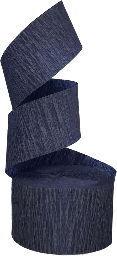 Navy Blue and Silver Metallic Crepe Paper Streamers, 4 Rolls Total...