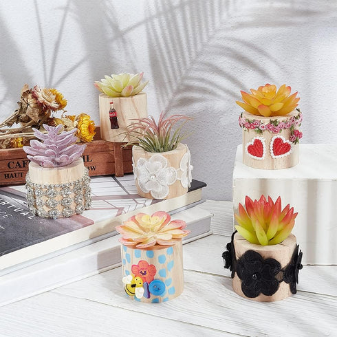 AHANDMAKER 6 Pcs Air Plants Holders, Wood Airplant Holder, Rustic Style Air Plant Container Tillandsia Holder, Air Plant Pots for Displaying Small...