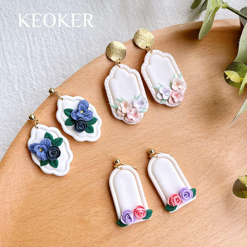 Keoker Flower Petal Clay Cutters - Flower Petals Clay Cutters for Earrings Making, 6 Shapes with Petal Press Polymer Clay Molds, Clay Cutters for ...