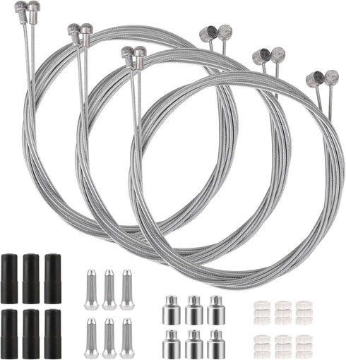 6 Pcs Universal Bike Brake Cable Replaceable Brake Inner Wire Cable, Standard Bicycle Brake Cable with Cable Cap End Crimps Accessories, Professio...