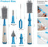 Electric Bottle Brush Cleaner Set, Baby Bottle Brush Cleaning with Rechargeable?Waterproof Replaceable Nipple and Straw Silicone Brush Blue...