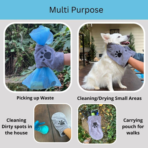 Penny & Niko Microfiber Pet Towel Mitts - Paw Cleaning and Drying Mitts/Gloves for Dogs and Cats (Large - 2 Pack, Gray)...