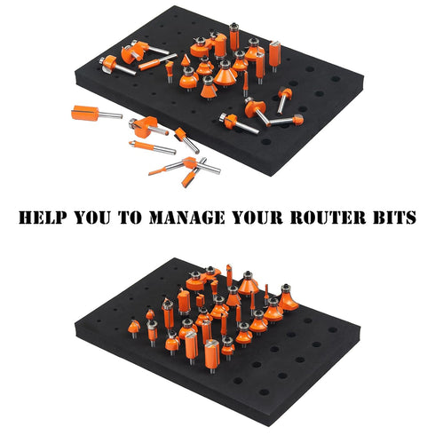 Router Bit Storage Tray Foam Router Bit Holder Organizer for Both 1/4 inch Shank Router Bit and 1/2 inch Shank Router Bit, Router Bit Storage Inse...